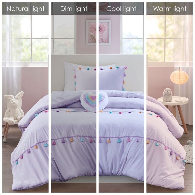 Olliix Intelligent Design Kids Tessa Twin Comforter Set Polyester in Lavender