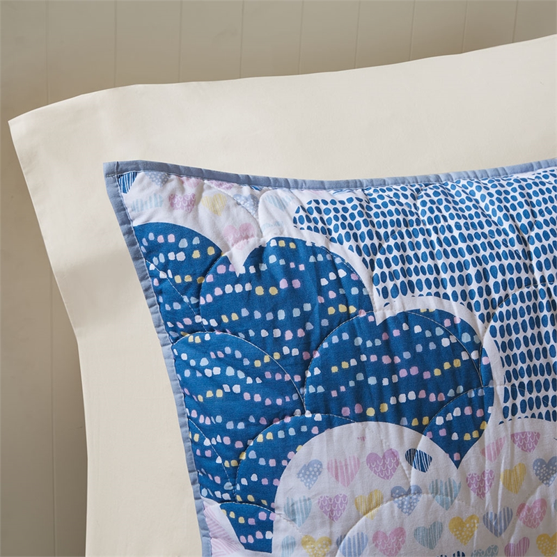 Olliix Intelligent Design Kids Cloud Twin Quilt Set Cotton in Blue