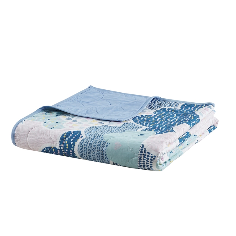 Olliix Intelligent Design Kids Cloud Twin Quilt Set Cotton in Blue