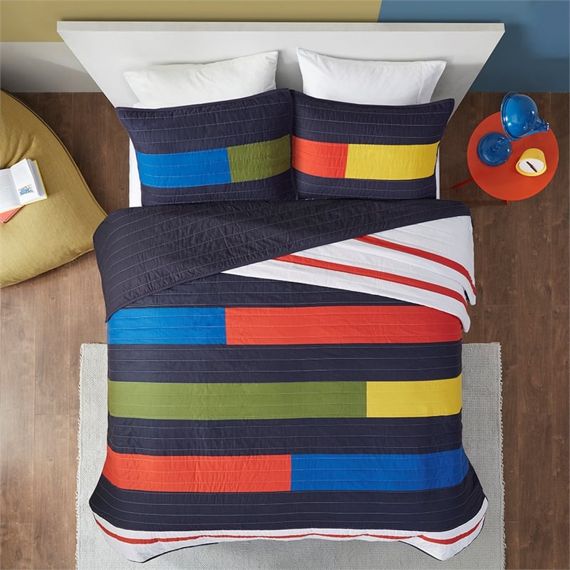 Olliix Intelligent Design Kids Morris Twin Coverlet Mini Set Cotton in Multi