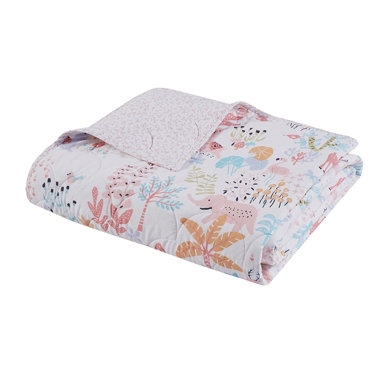 Olliix Intelligent Design Kids Iris Twin Coverlet Mini Set Cotton in Blush