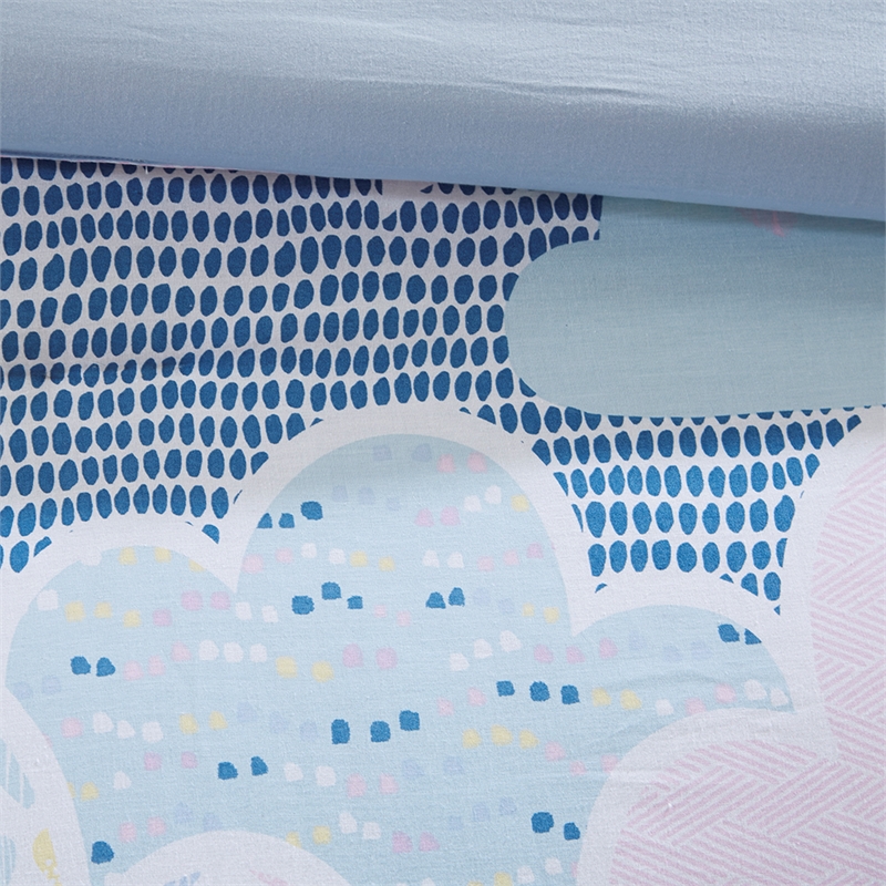 Olliix Intelligent Design Kids Cloud Twin Duvet Cover Set Cotton in Blue