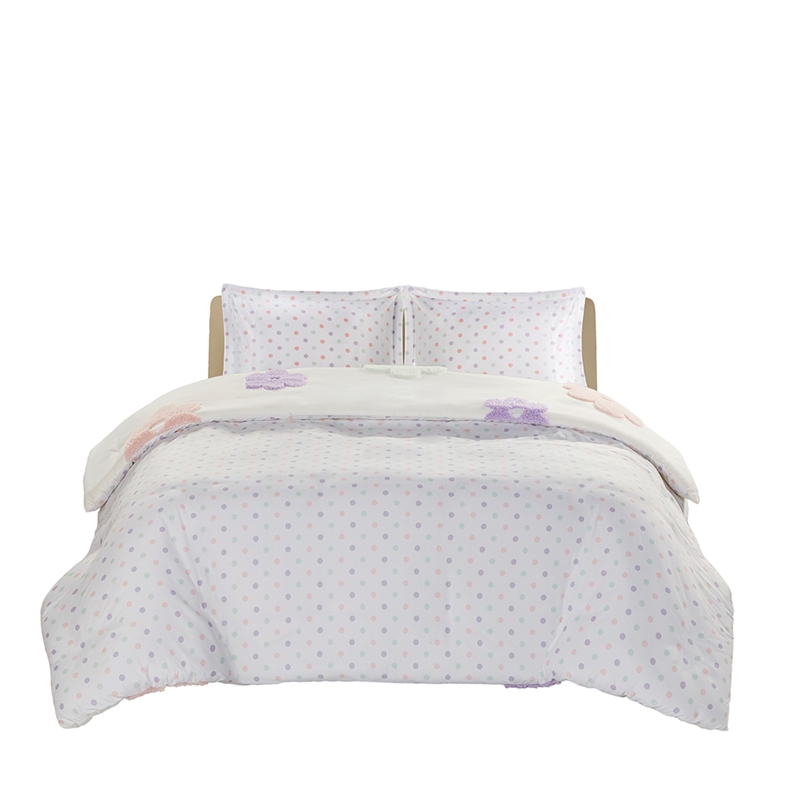 Olliix Intelligent Design Kids Gracie Twin Duvet Mini Set in White/Purple