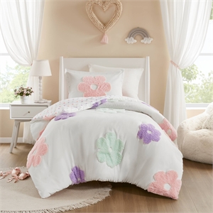 Olliix Intelligent Design Kids Gracie Twin Duvet Mini Set in White/Purple
