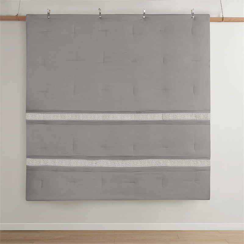 Olliix Madison Park Lacey King Comforter Set Polyester in Grey