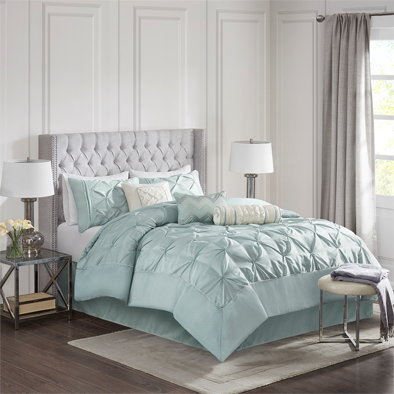 Olliix Madison Park Laurel King Comforter Set Polyester in Seafoam
