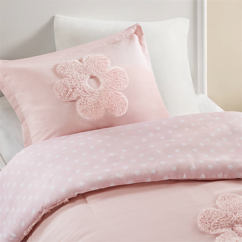 Olliix Intelligent Design Kids Gracie Twin Duvet Cover Set Polyester in Pink