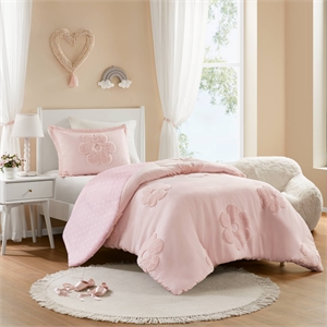 Olliix Intelligent Design Kids Gracie Twin Duvet Cover Set Polyester in Pink