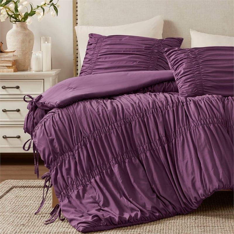 Olliix 510 Design Mia King Comforter Set Microfiber in Purple