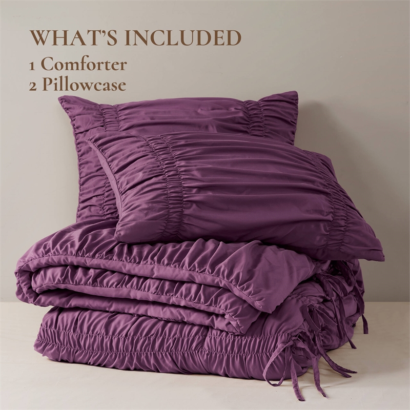Olliix 510 Design Mia King Comforter Set Microfiber in Purple