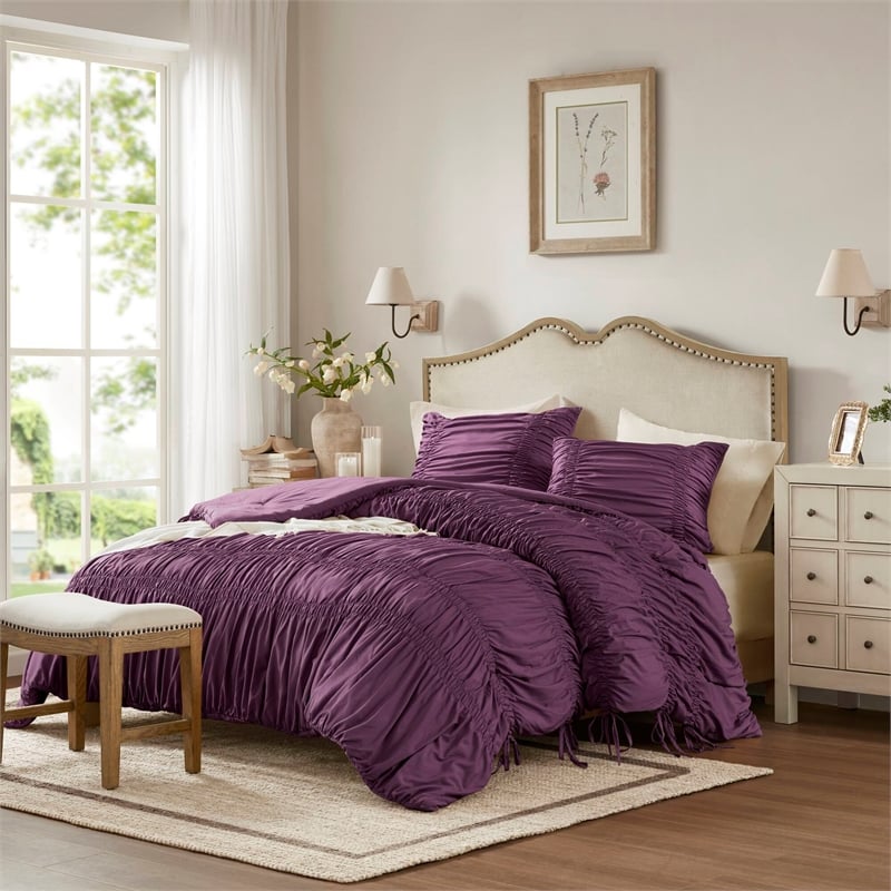 Olliix 510 Design Mia King Comforter Set Microfiber in Purple