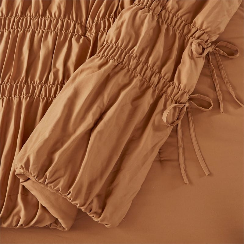 Olliix 510 Design Mia King Comforter Set Microfiber in Brown