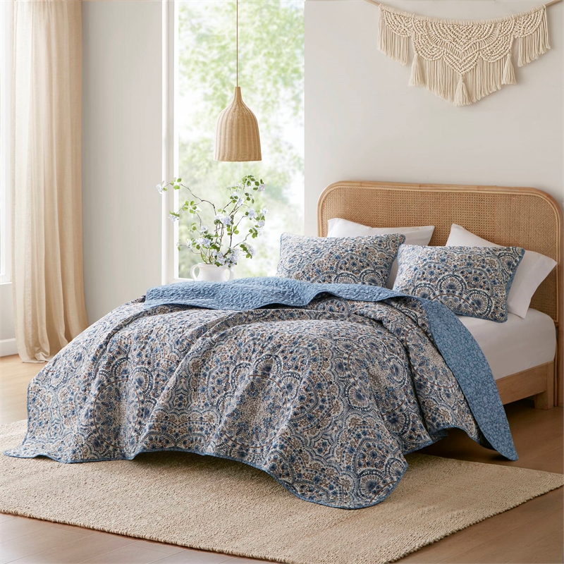 Olliix Super Listing Valerie King Quilt Set Polyester in Blue