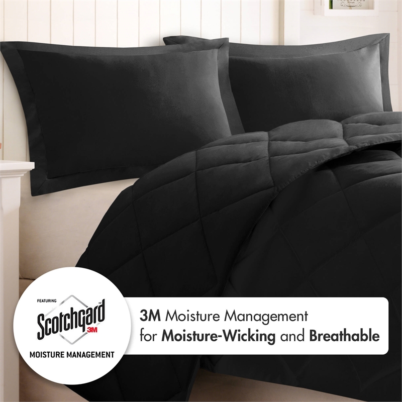 Olliix Madison Park Essentials Larkspur King Comforter Mini Set in Black/Black