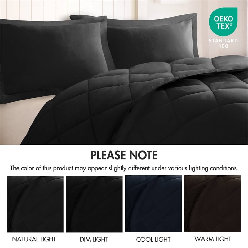 Olliix Madison Park Essentials Larkspur King Comforter Mini Set in Black/Black