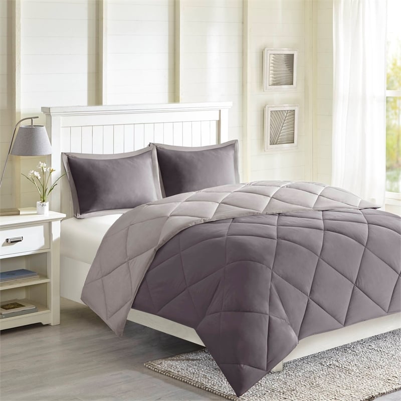 Olliix Madison Park Essentials Larkspur King Comforter Mini Set in Charcoal/Grey