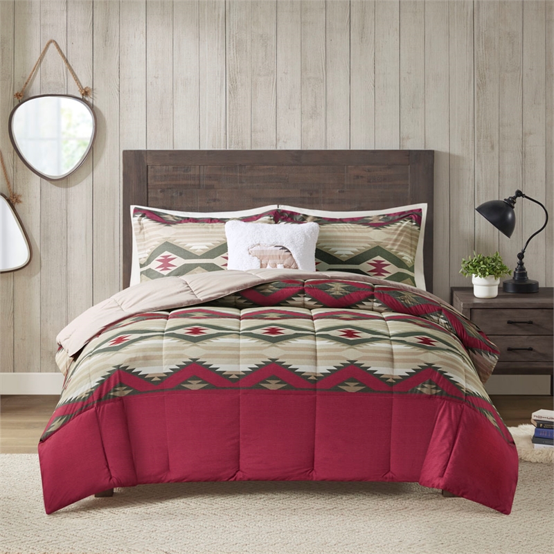 Olliix Woolrich Emmet Creek King Comforter Set Polyester in Red