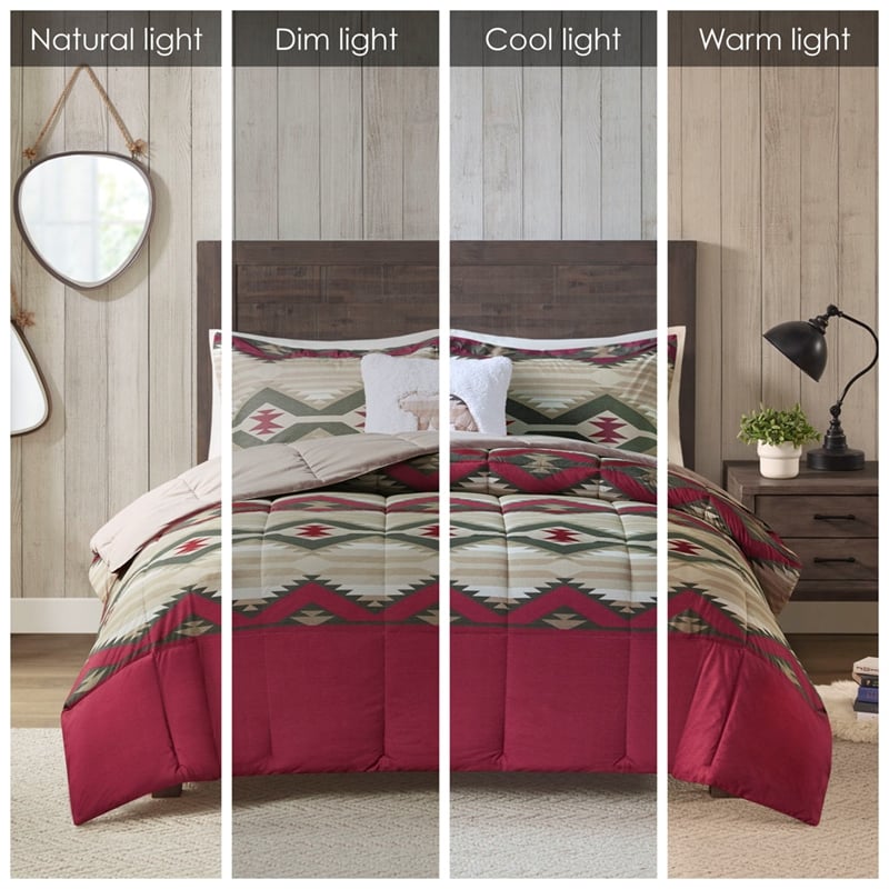 Olliix Woolrich Emmet Creek King Comforter Set Polyester in Red