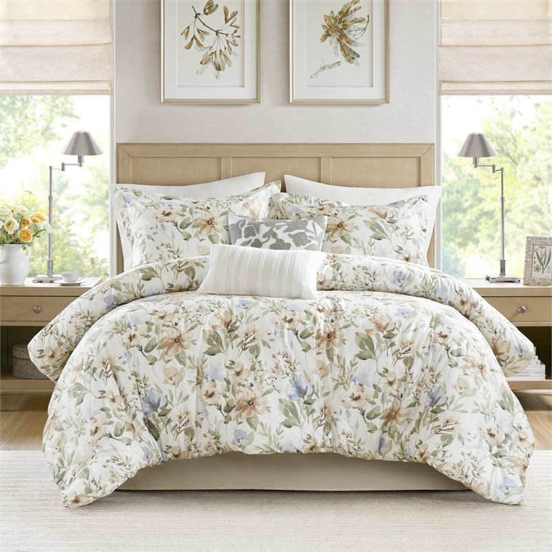 Olliix Harbor House Blue Herbal King Comforter Set Cotton in Multi