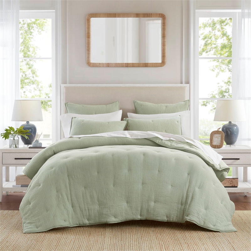 Olliix Harbor House Blue Breeze King Quilt Set Cotton in Sage