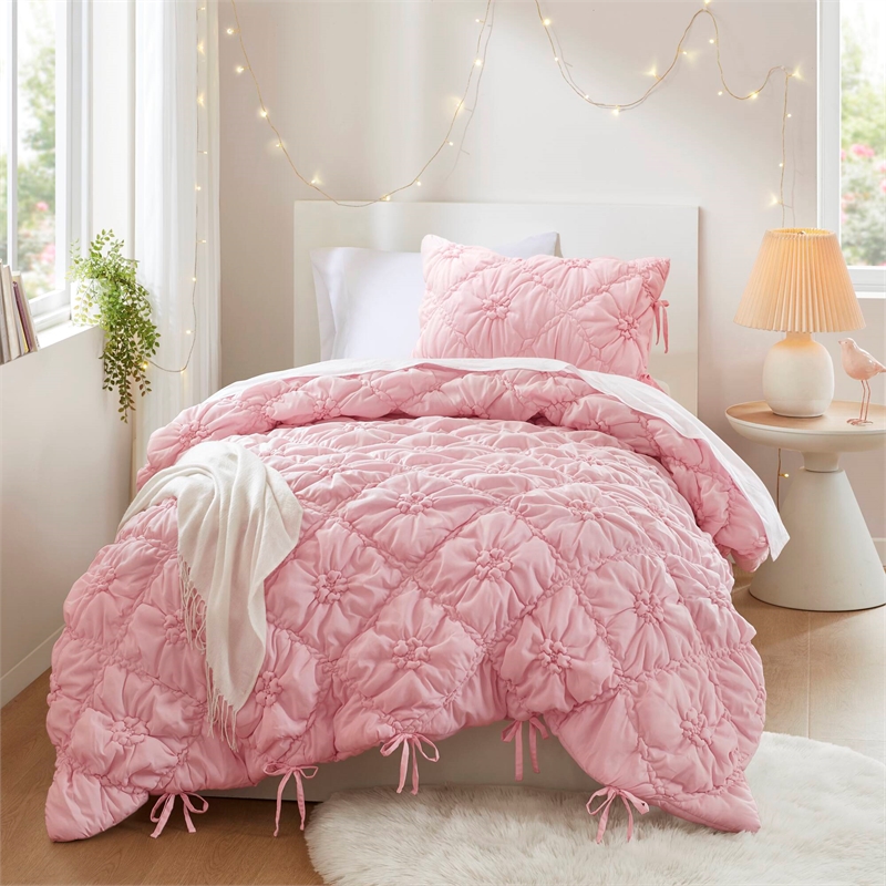Olliix Intelligent Design Lily Twin Comforter Set Microfiber in Pink