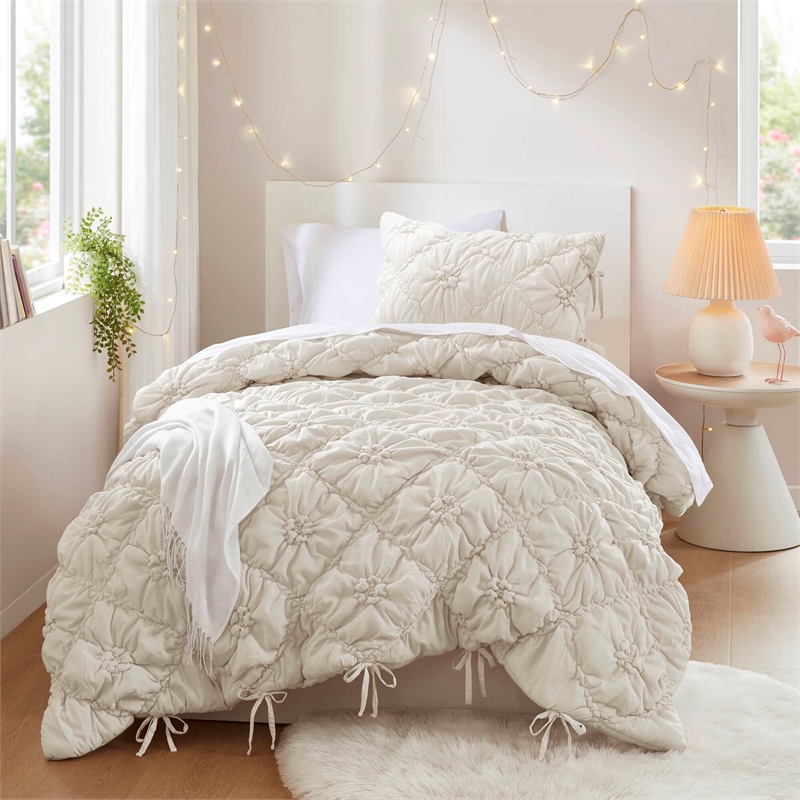 Olliix Intelligent Design Lily Twin Comforter Set Microfiber in Ivory