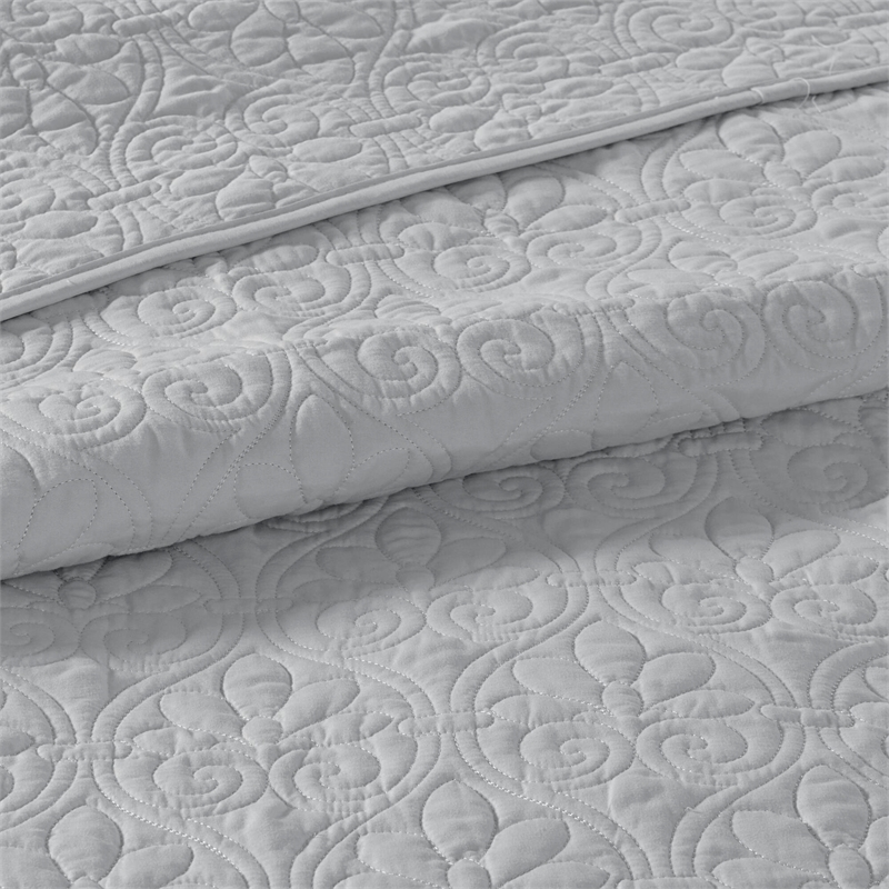 Olliix Madison Park Quebec King Bedspread Set Cotton in Grey