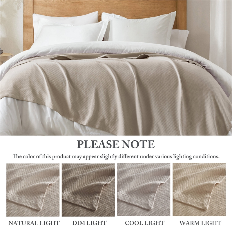 Olliix Madison Park Liquid Cotton Twin Blanket Cotton in Beige