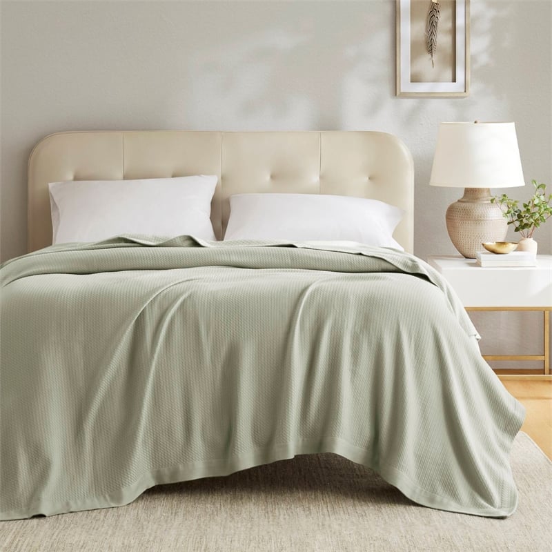 Olliix Madison Park Egyptian Cotton King Blanket Cotton in Sage Green