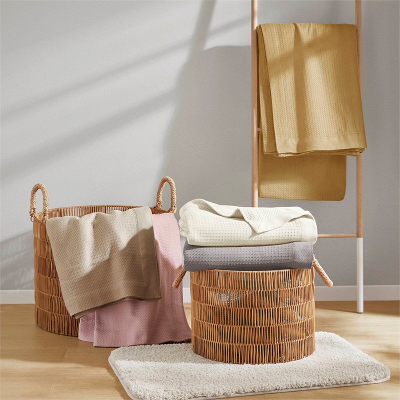 Olliix Madison Park Egyptian Cotton Twin Blanket Cotton in Mustard