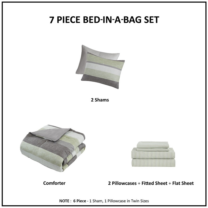 Olliix Madison Park Essentials Jaxon King Comforter Set Polyester in Green/Grey