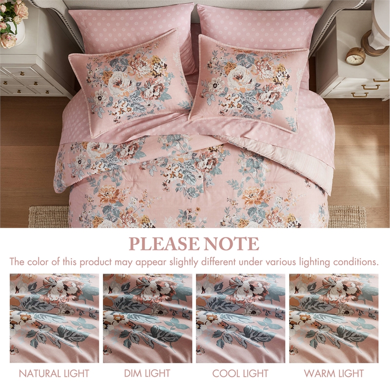 Olliix Madison Park Essentials Heather King Comforter Set Polyester in Pink