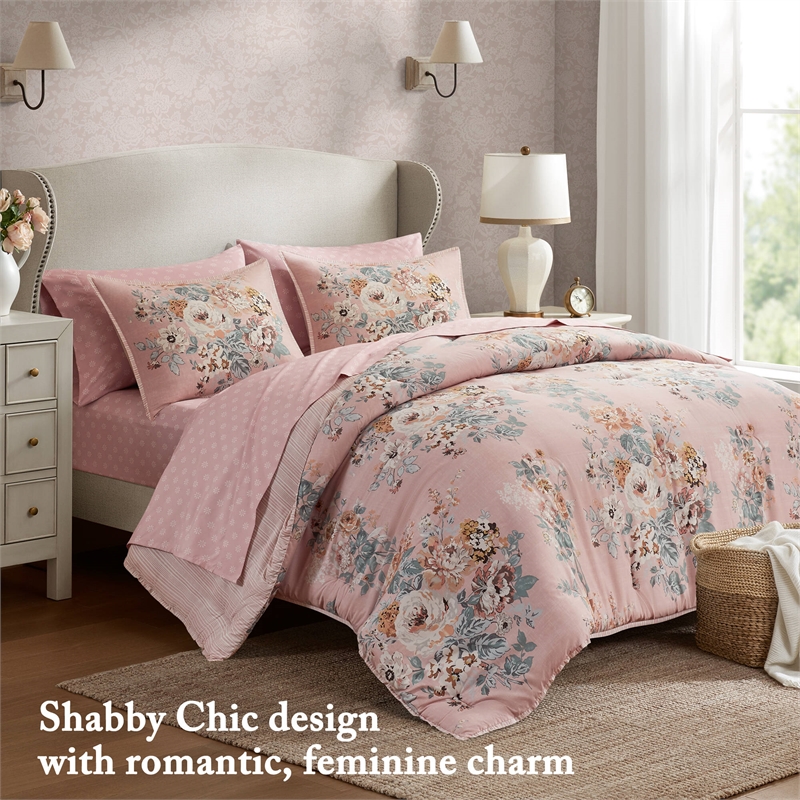 Olliix Madison Park Essentials Heather King Comforter Set Polyester in Pink