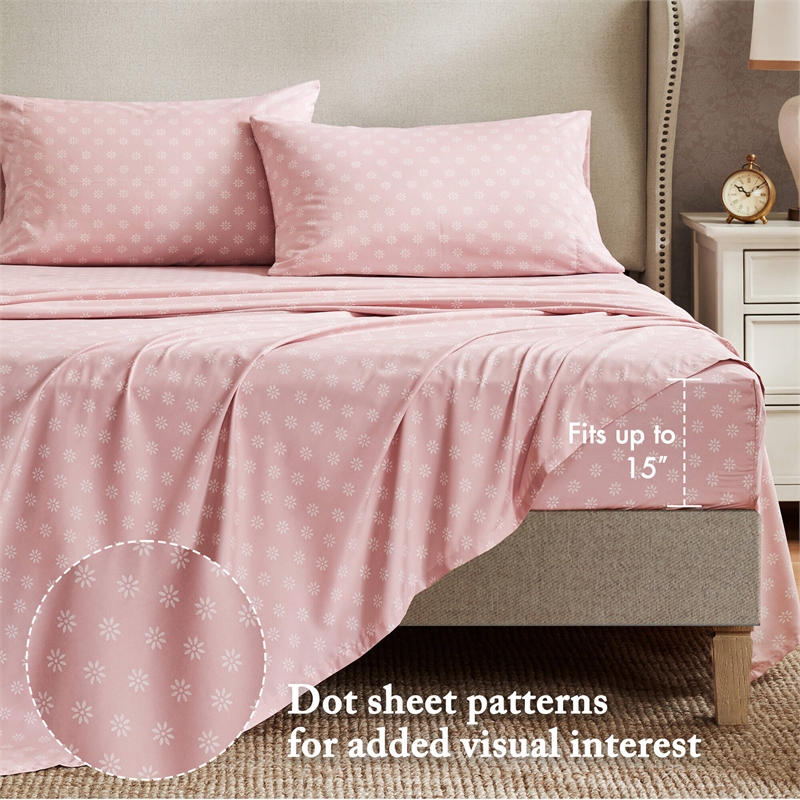 Olliix Madison Park Essentials Heather King Comforter Set Polyester in Pink