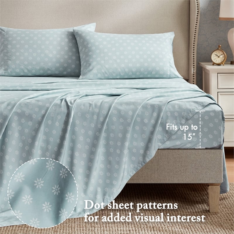 Olliix Madison Park Essentials Heather King Comforter Set Polyester in Soft Blue