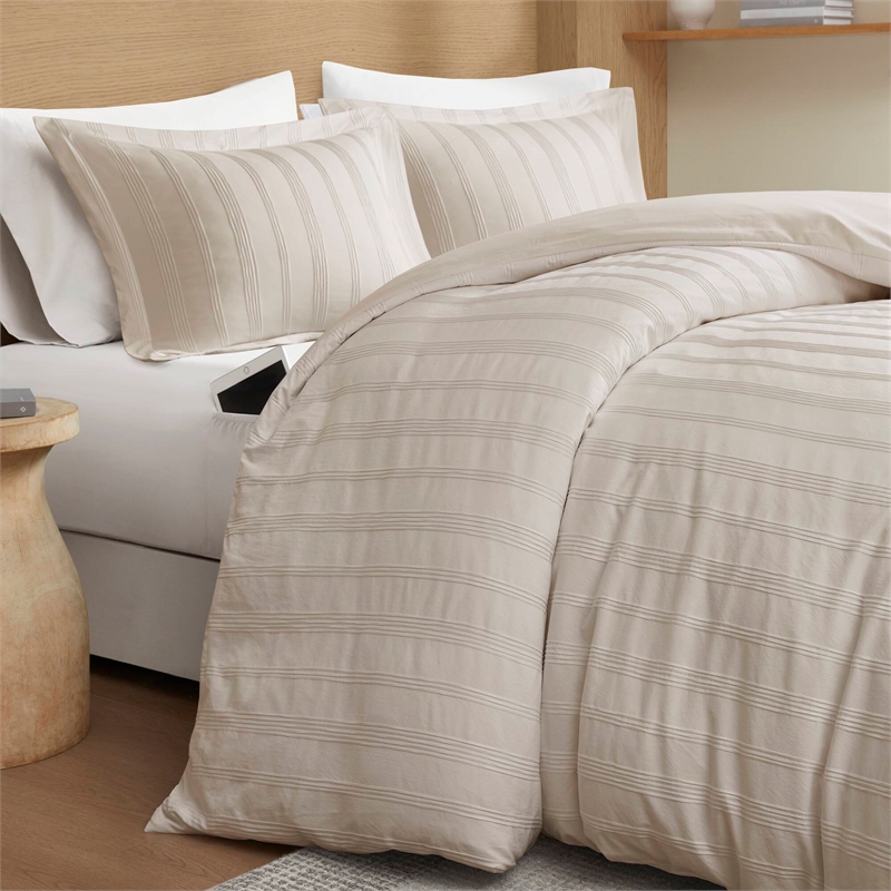 Olliix Super Listing Logan King Duvet Set Polyester in Neutral