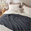 Olliix Madison Park Waffle Weave Twin Blanket Cotton in Dark Grey