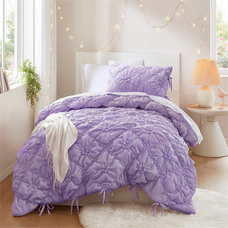 Olliix Intelligent Design Lily Twin Comforter Set Microfiber in Purple