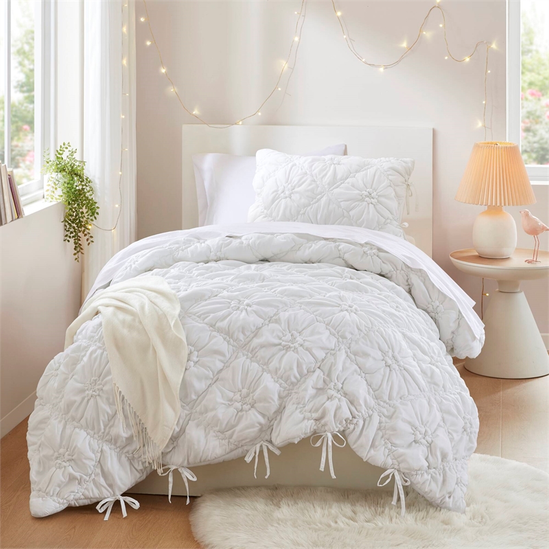 Olliix Intelligent Design Lily Twin Comforter Set Microfiber in White