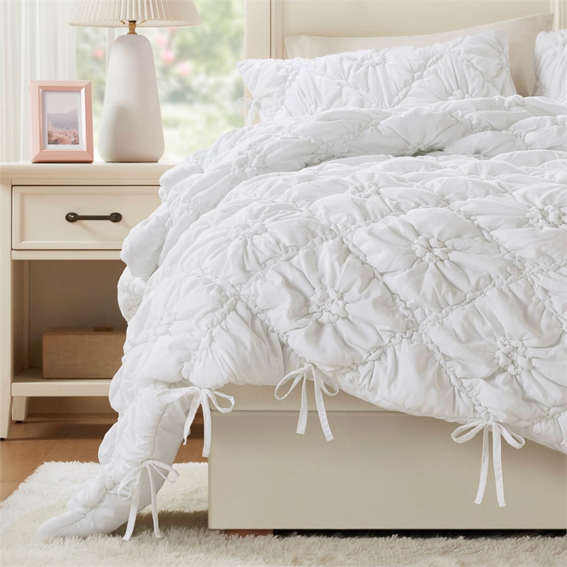 Olliix Intelligent Design Lily King Comforter Set Microfiber in White