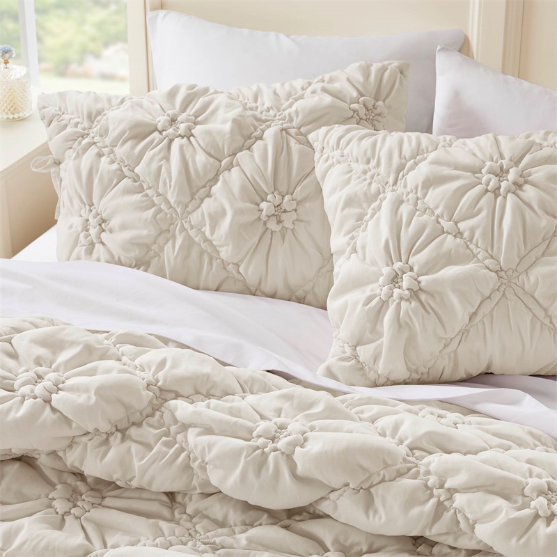 Olliix Intelligent Design Lily King Comforter Set Microfiber in Ivory