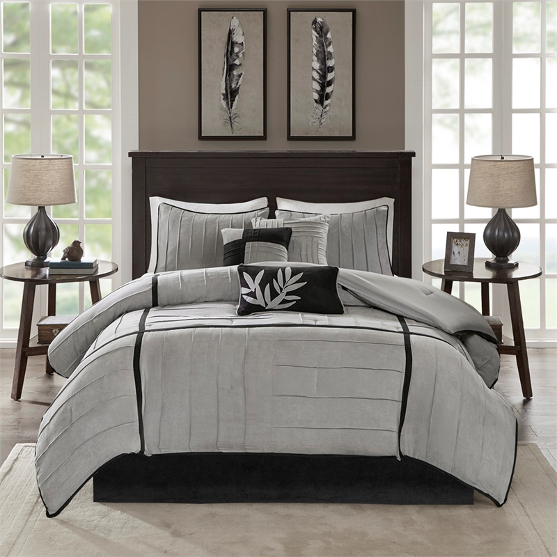 Olliix Madison Park Dune King Comforter Set Polyester in Grey