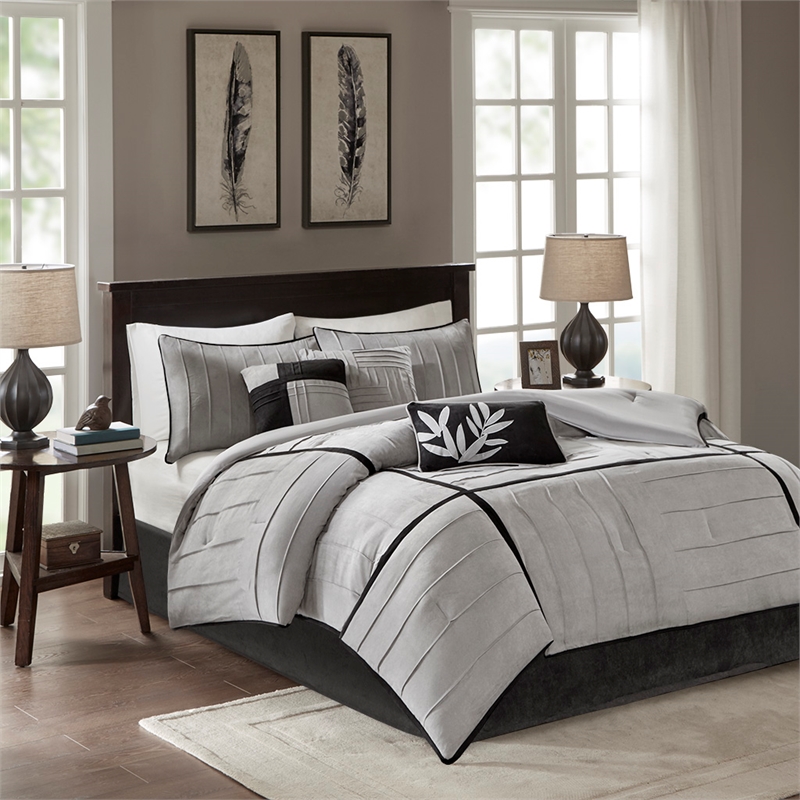 Olliix Madison Park Dune King Comforter Set Polyester in Grey