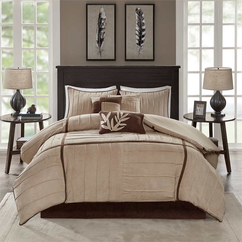 Olliix Madison Park Dune Full Comforter Set Polyester in Beige