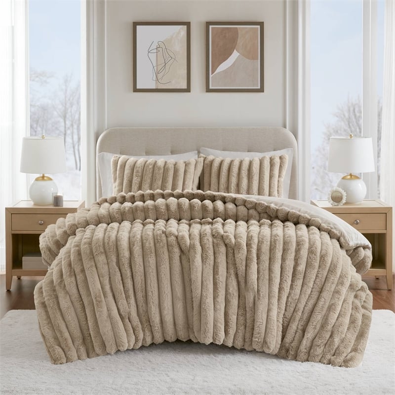 Olliix Madison Park Jasmine King Comforter Mini Set Polyester in Taupe