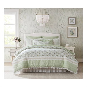 Olliix Madison Park Dawn King Comforter Set Cotton in Sage Green