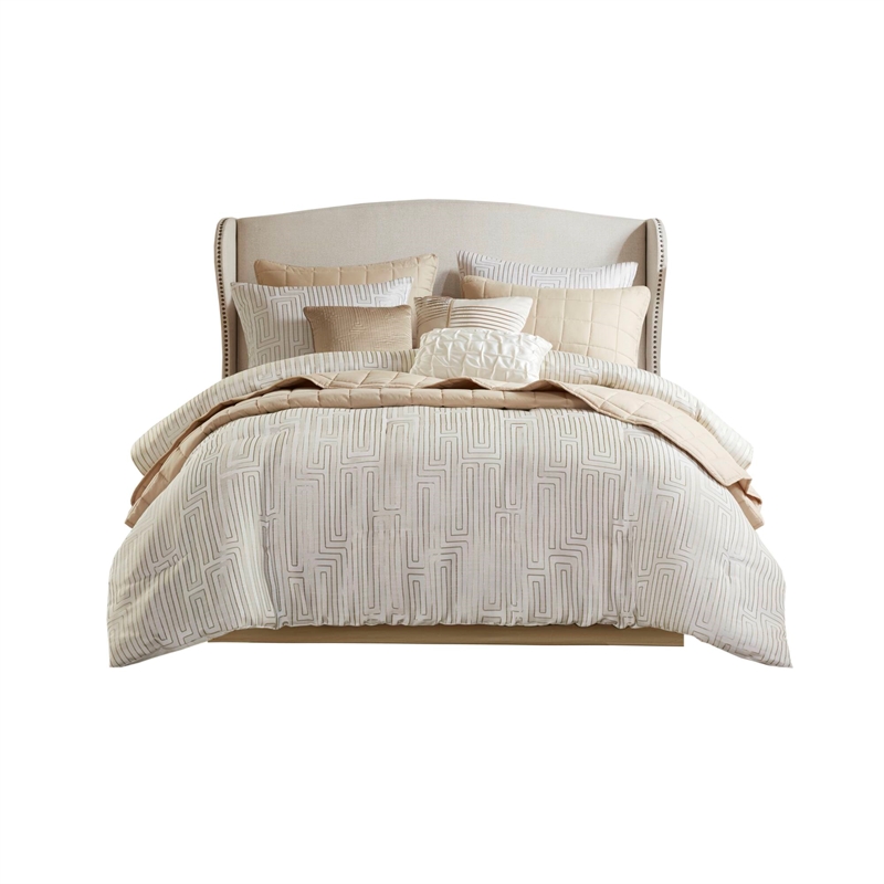 Olliix Madison Park Royce King Comforter Set Polyester in Ivory