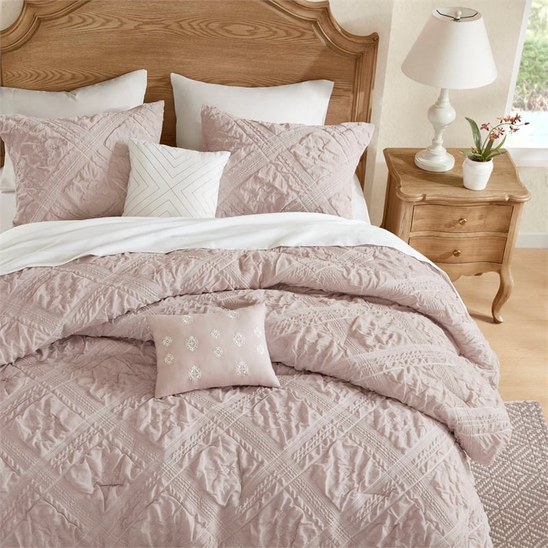 Olliix Madison Park Mona King Comforter Set Polyester in Pink