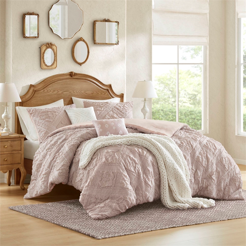 Olliix Madison Park Mona King Comforter Set Polyester in Pink