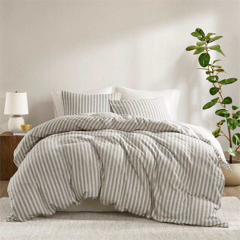 Olliix Madison Park Etta King Duvet Set Cotton in Grey